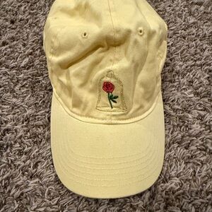 Yellow Cap with Rose Embroidery